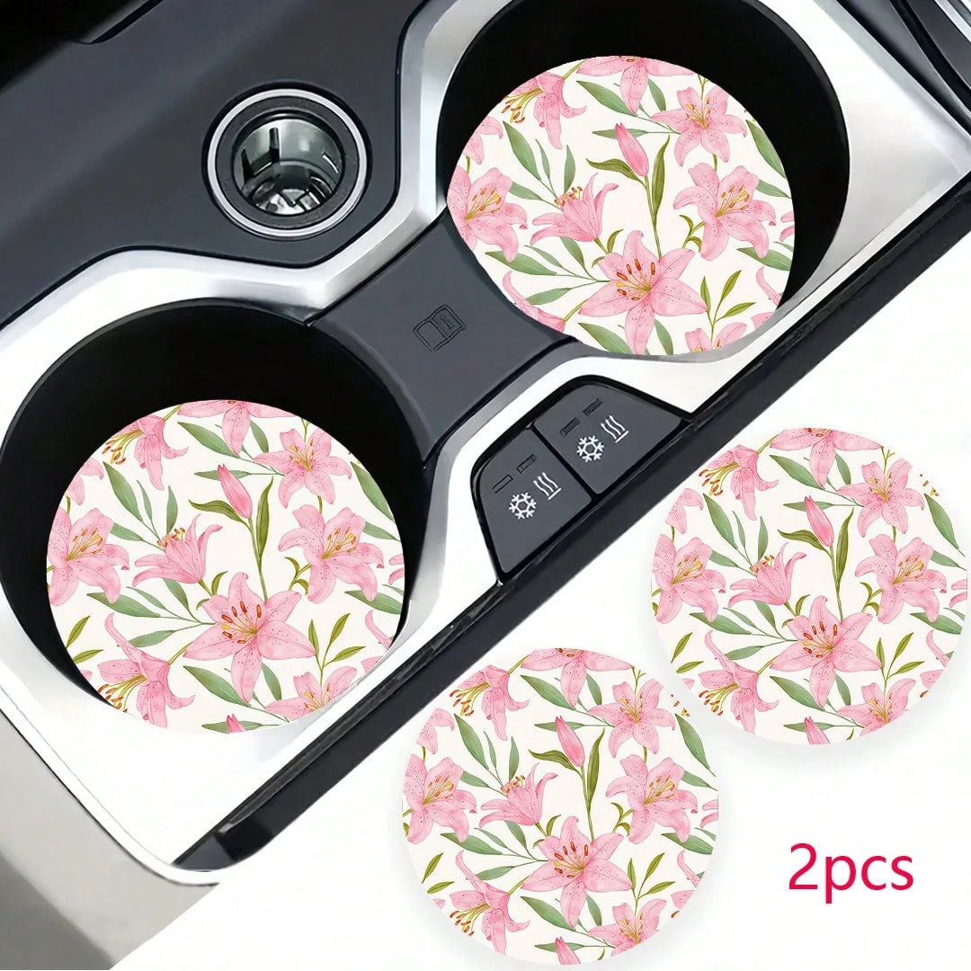 2pcs Car Cup Holder Coasters, Anti- Shockproof Universal Fashion Car Coasters, Insert Interior Accessories, Party Gift