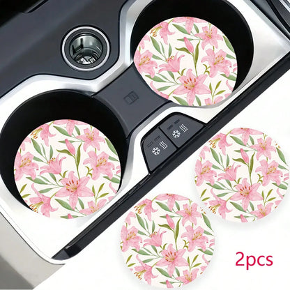 2pcs Car Cup Holder Coasters, Anti- Shockproof Universal Fashion Car Coasters, Insert Interior Accessories, Party Gift