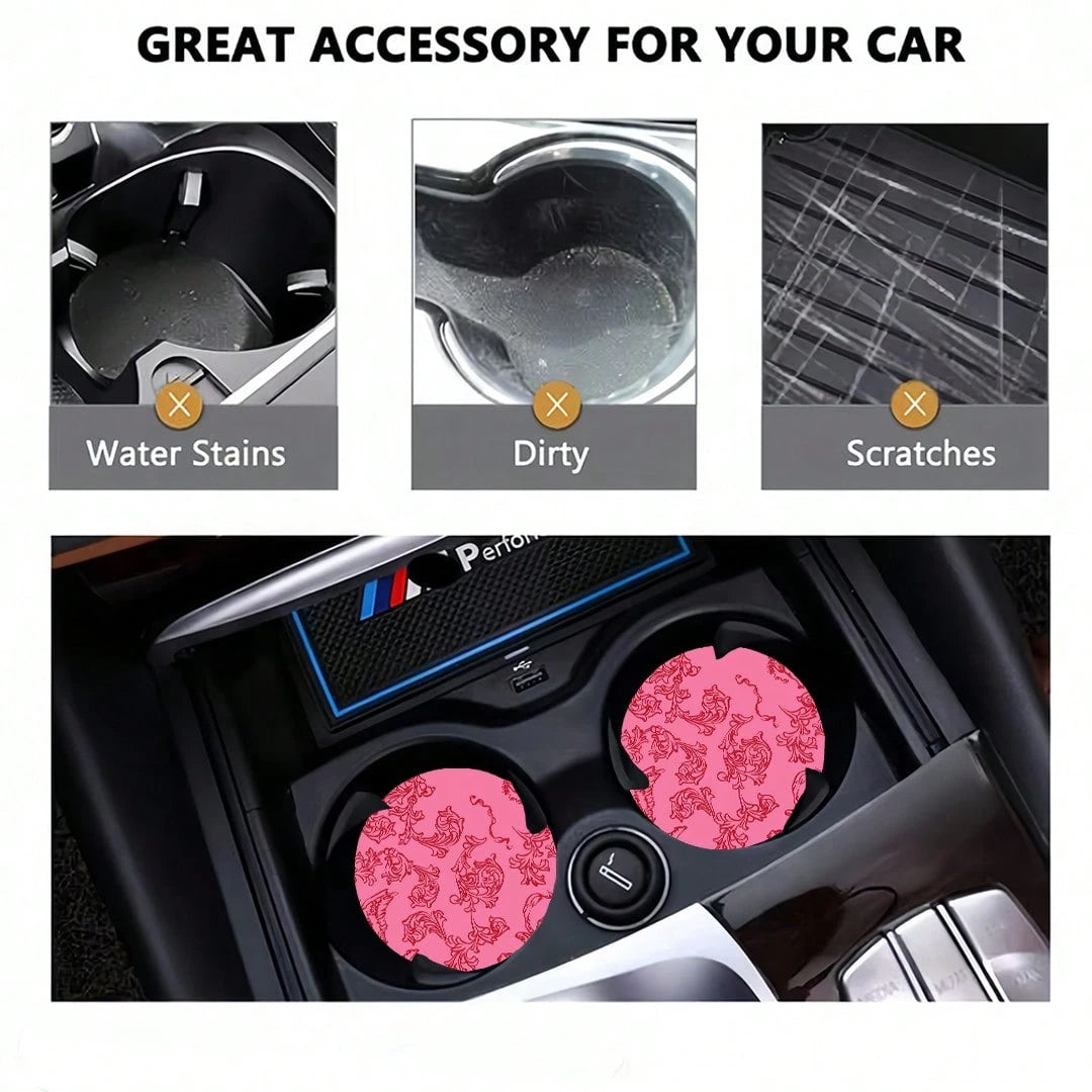 2pcs Car Cup Holder Coasters, Anti- Shockproof Universal Fashion Car Coasters, Insert Interior Accessories, Party Gift