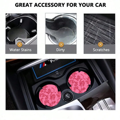 2pcs Car Cup Holder Coasters, Anti- Shockproof Universal Fashion Car Coasters, Insert Interior Accessories, Party Gift