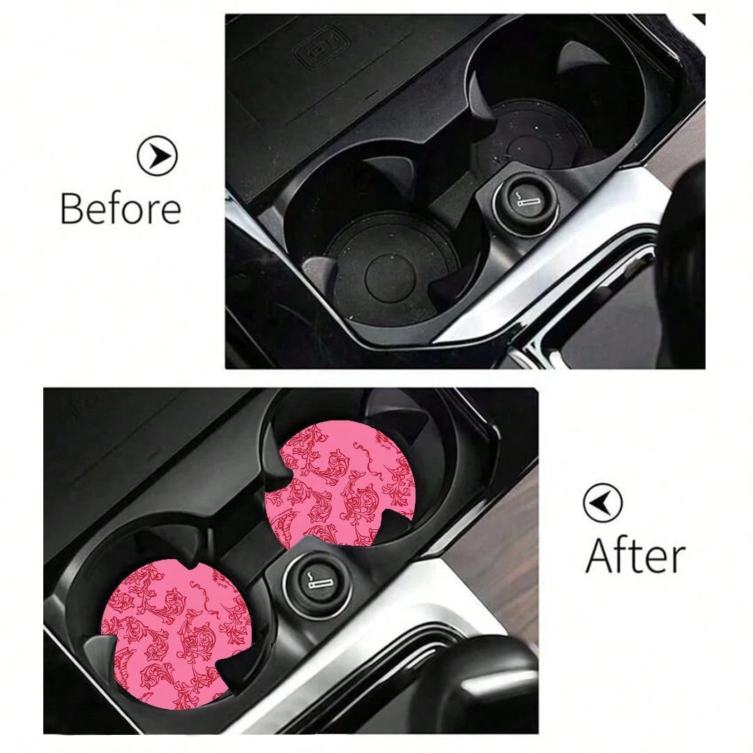 2pcs Car Cup Holder Coasters, Anti- Shockproof Universal Fashion Car Coasters, Insert Interior Accessories, Party Gift