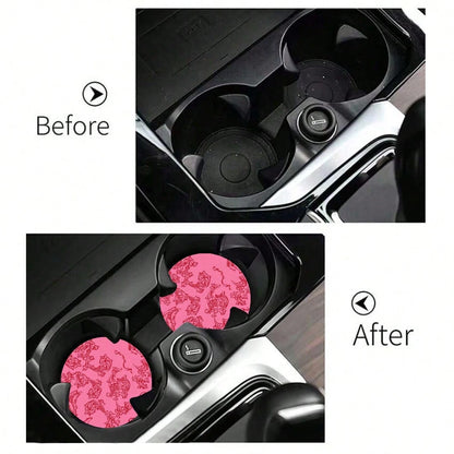 2pcs Car Cup Holder Coasters, Anti- Shockproof Universal Fashion Car Coasters, Insert Interior Accessories, Party Gift