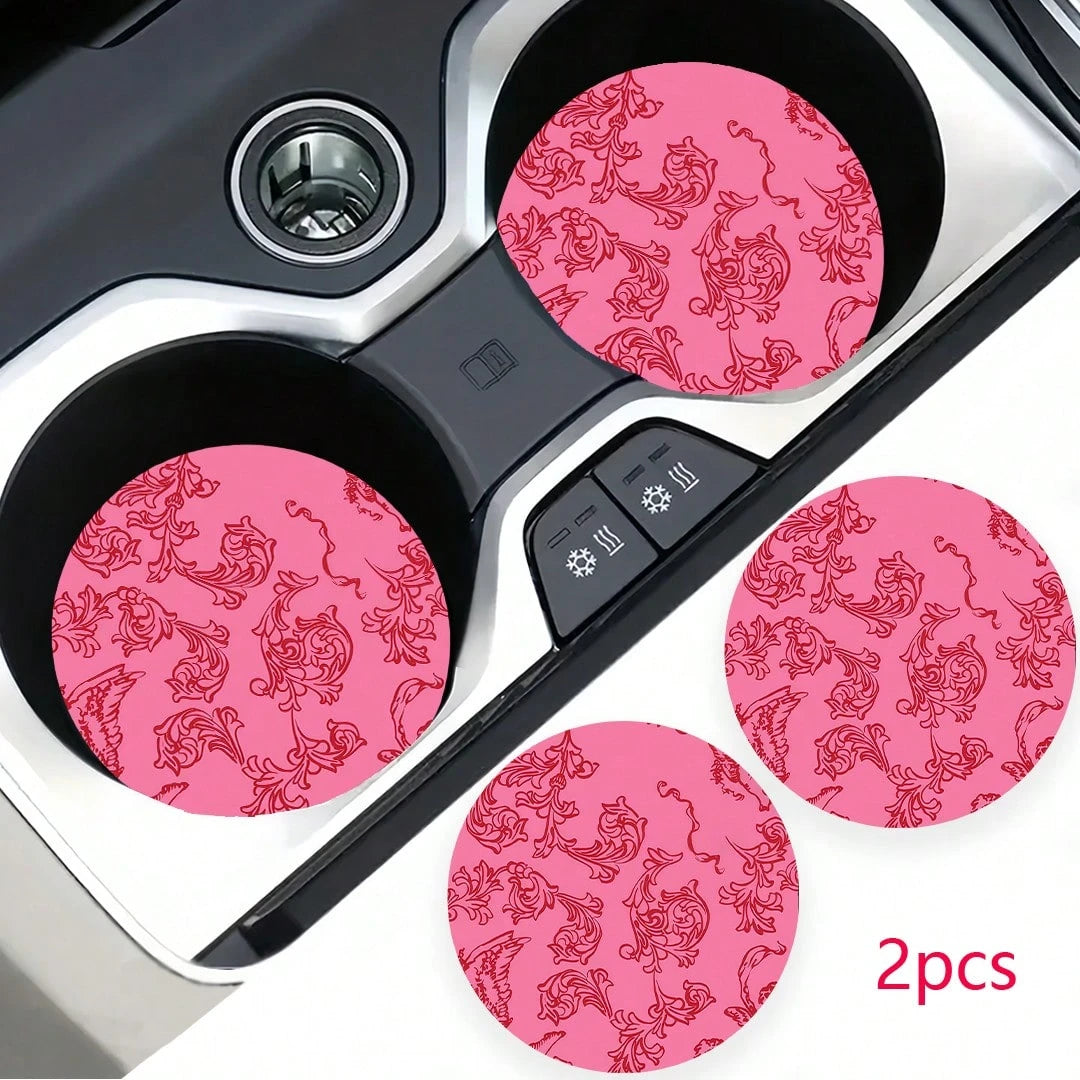 2pcs Car Cup Holder Coasters, Anti- Shockproof Universal Fashion Car Coasters, Insert Interior Accessories, Party Gift