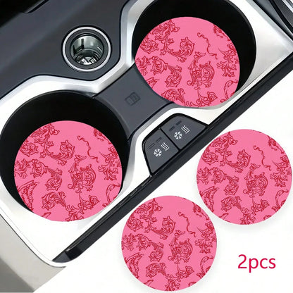 2pcs Car Cup Holder Coasters, Anti- Shockproof Universal Fashion Car Coasters, Insert Interior Accessories, Party Gift