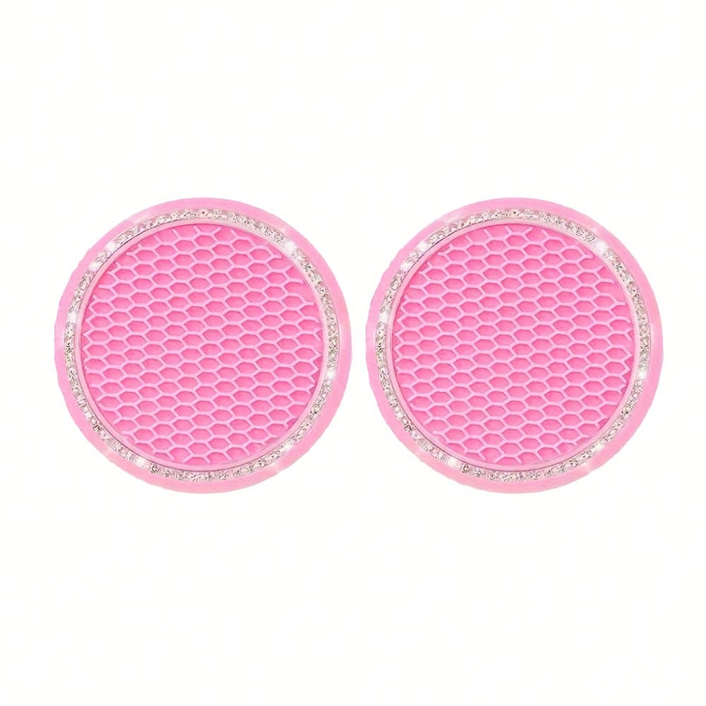 2pcs Car Cup Holders, Universal Vehicle Shiny Cup Mats, Crystal Diamond Cup Coasters, Car Interior Decor Accessories, Anti-Slip Car Cup Pads