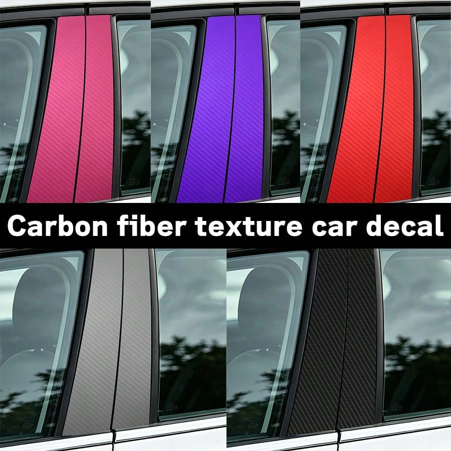 2pcs Car Decorative Stickers, 3D Carbon Fiber Decals For Car Door Sill, Side Mirror, B-Pillar, Scratch-Resistant And Protective Trim
