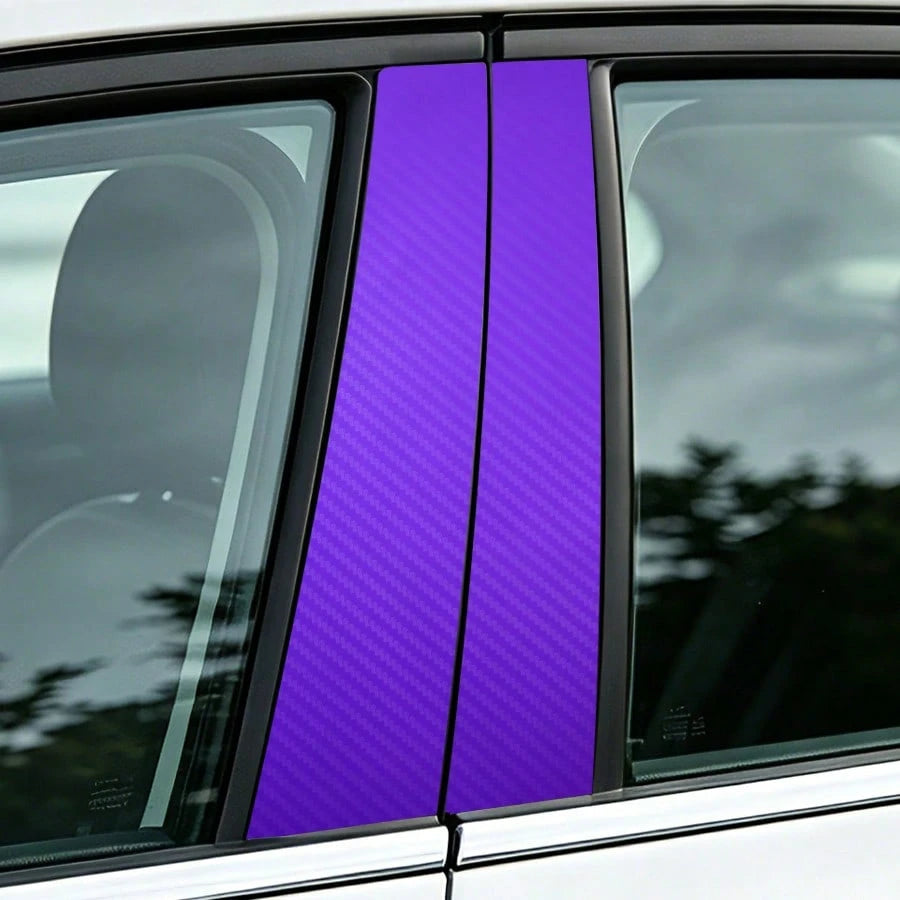 2pcs Car Decorative Stickers, 3D Carbon Fiber Decals For Car Door Sill, Side Mirror, B-Pillar, Scratch-Resistant And Protective Trim