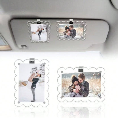 2pcs- Car Sun Visor Photo Clip- New Universal Acrylic Magnetic Photo Clip Accessories, Refrigerator Magnet, Transparent Magnetic Instant Camera Photo Frame, Car Rearview Mirror Photo Clip, Personali
