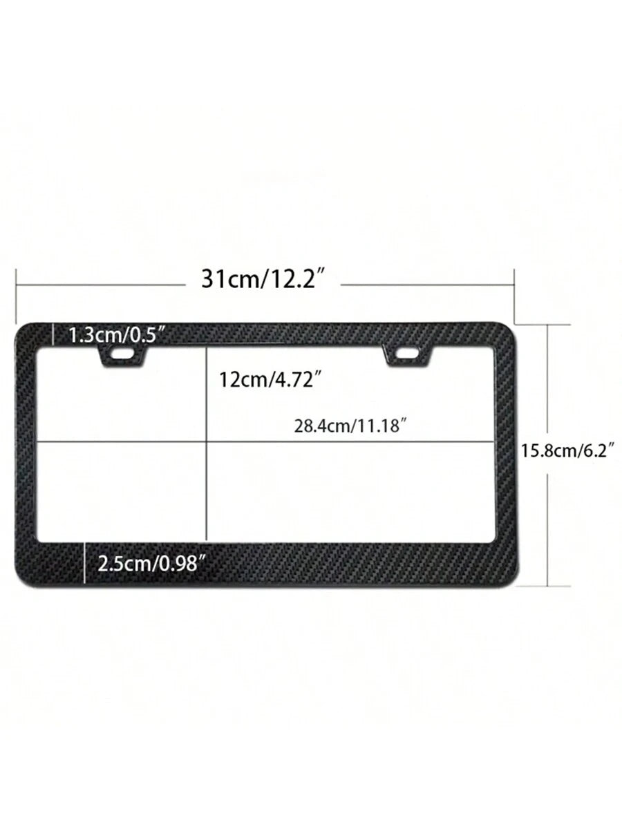2pcs Carbon Fiber Plastic License Plate Frame, American Size Classic Fashion Black License Plate Frame, Anti-Rust, Front And Rear Can Be Installed, Free Installation Tools