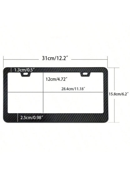2pcs Carbon Fiber Plastic License Plate Frame, American Size Classic Fashion Black License Plate Frame, Anti-Rust, Front And Rear Can Be Installed, Free Installation Tools