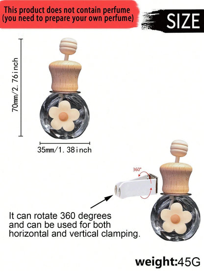 2pcs Cute 5-Petal Flower Decor Empty Fragrance Bottle Set, Car Air Vent Fragrance Diffuser Holder, Essential Oil Bottle Ornament (Fragrance Not Included)