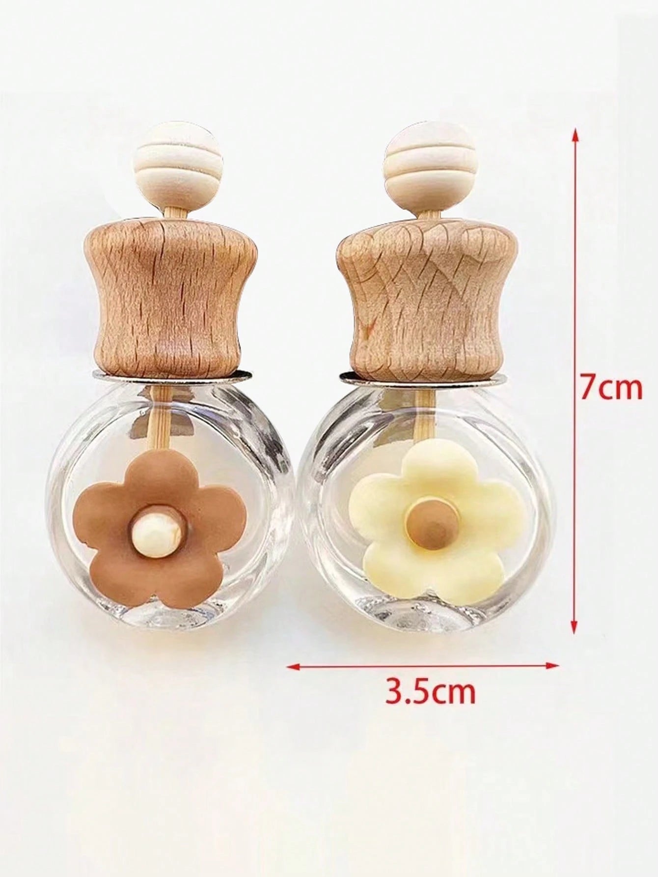 2pcs Cute 5-Petal Flower Decor Empty Fragrance Bottle Set, Car Air Vent Fragrance Diffuser Holder, Essential Oil Bottle Ornament (Fragrance Not Included)