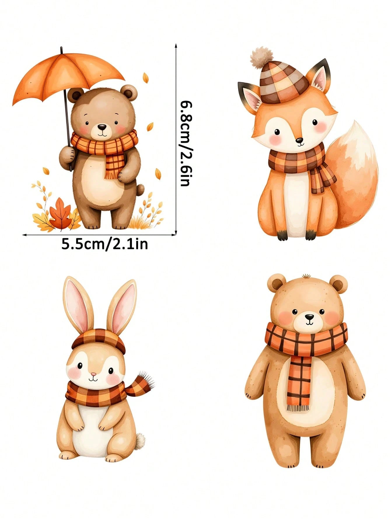 2pcs Cute Woodland Animal DIY UV DTF Erasable Transfer Stickers, Suitable For Mugs, Coffee Cups, Glass Cups, Tumblers, Laptops, Phone Cases, Greeting Cards, Illustrations, Party Cup Labels And Decorat