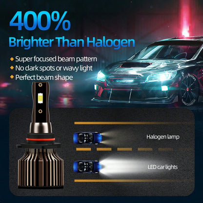 2pcs H1 H3 H7 H11 9005/HB3 9006/HB4 9012 9004 9007 H4 H13 Car Headlight High/Low Beam Combo, 12V 6500K Super White 150000LM, High-Speed Fan Bright 3570CSP Chip, Plug & Play Bulb, Super Focused Beam, A