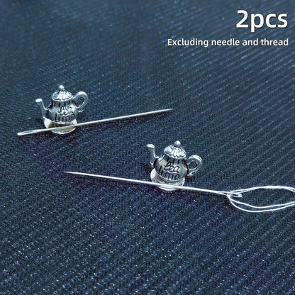 2pcs Mini Magnetic Needle Case With Tea Cup Design- Ideal For Embroidery, Crafts And Sewing- Great For Sewing Enthusiasts Needle And Thread Organizer