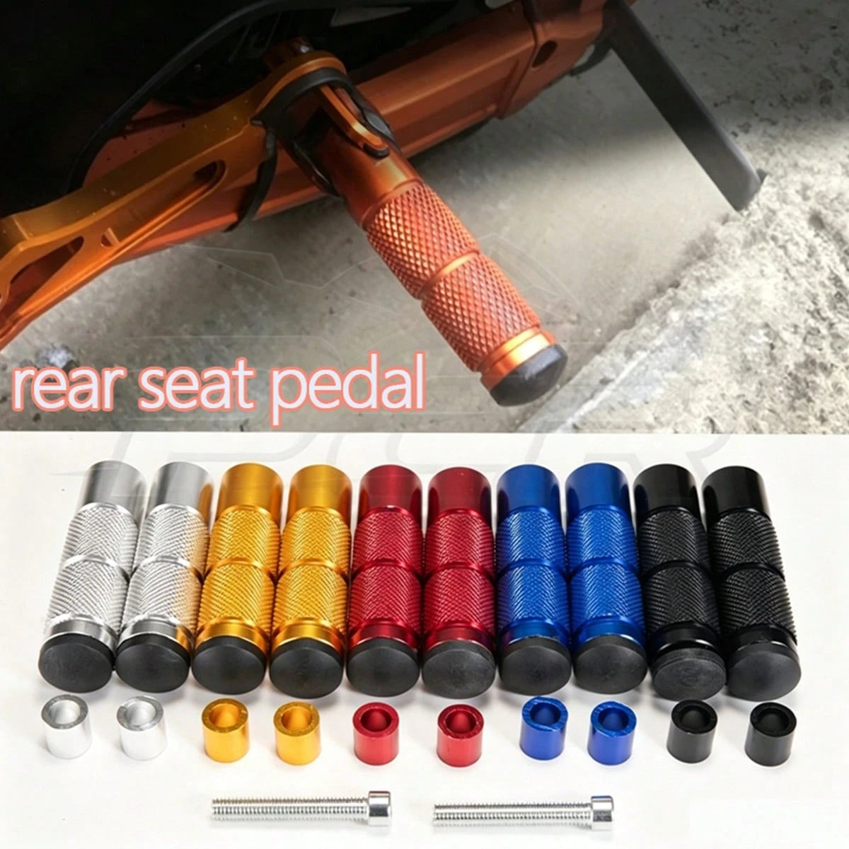 2pcs Motorcycle Accessories Black/Red/Silver Off-Road Motorcycle Modification Parts Footrest Electric Motorcycle Rear Seat Foot Pedal Aluminum Alloy Footrest