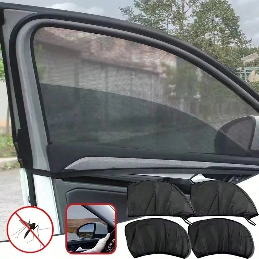 2pcs Or 4pcs Universal Car Window Mesh Screen, Fits All Models- Ventilation Sunshade, Protect Car Doors And Side Windows