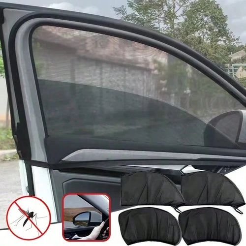 2pcs Or 4pcs Universal Car Window Mesh Screen, Fits All Models- Ventilation Sunshade, Protect Car Doors And Side Windows