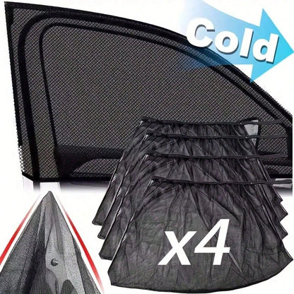 2pcs Or 4pcs Universal Car Window Mesh Screen, Fits All Models- Ventilation Sunshade, Protect Car Doors And Side Windows