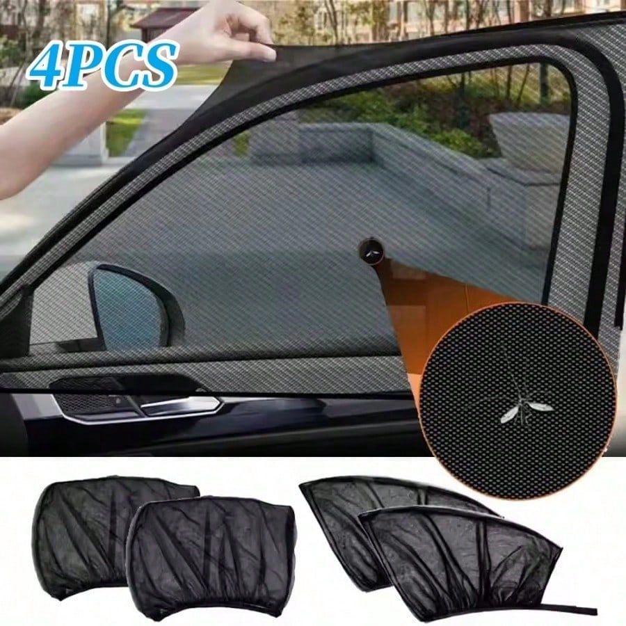 2pcs Or 4pcs Universal Car Window Mesh Screen, Fits All Models- Ventilation Sunshade, Protect Car Doors And Side Windows