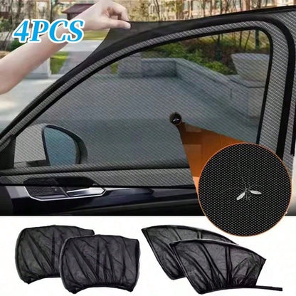 2pcs Or 4pcs Universal Car Window Mesh Screen, Fits All Models- Ventilation Sunshade, Protect Car Doors And Side Windows