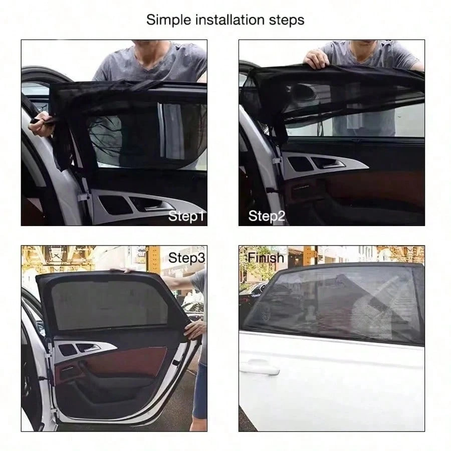 2pcs Or 4pcs Universal Car Window Mesh Screen, Fits All Models- Ventilation Sunshade, Protect Car Doors And Side Windows