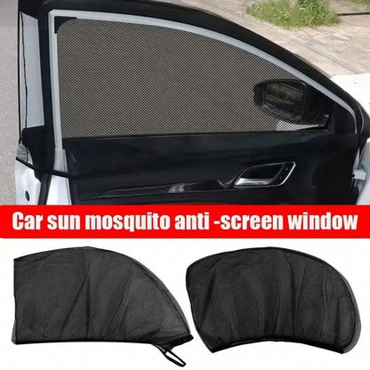 2pcs Or 4pcs Universal Car Window Mesh Screen, Fits All Models- Ventilation Sunshade, Protect Car Doors And Side Windows