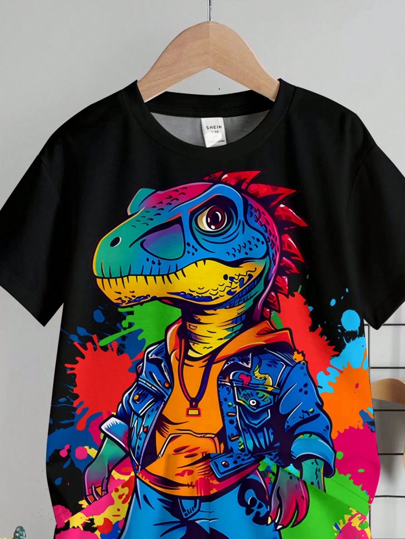 2pcs/Set Baby Boy Casual Cute Cartoon Lizard Print Round Neck Short Sleeve T-Shirt And Lizard Pattern Shorts, Summer Outfit