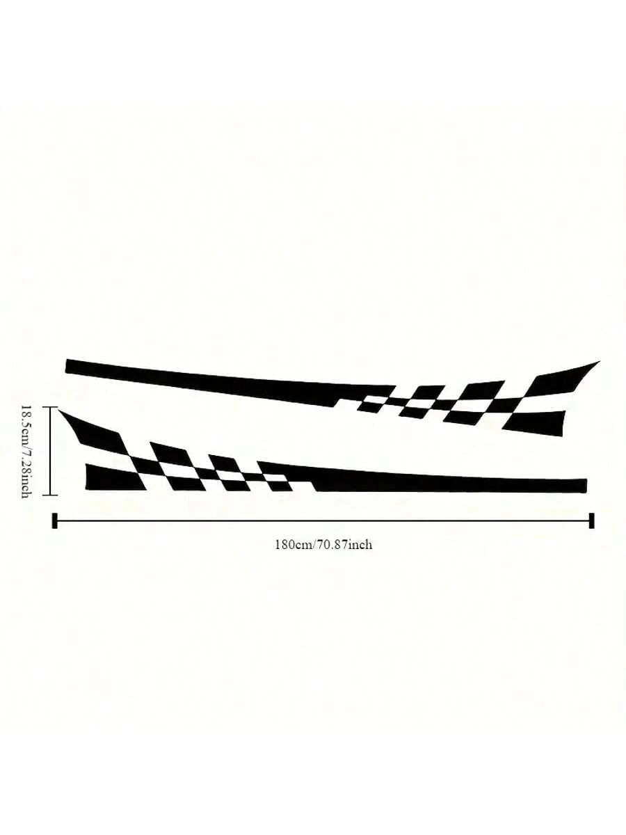 2pcs/Set Glossy Checkered Flag Racing Decals- Self-Adhesive, Single-Use Vinyl Stripes For Cars & Trucks- Black & White Design, For Side Doors, Body, Plastic, Glass