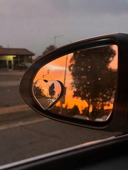 2pcs/Set Heart-Shaped Blind Spot Mirror, Car Heart-Shaped Blind Spot Mirror, Car Frameless Blind Spot Mirror, 360° Wide Angle Convex Mirror, Fan-Shaped Blind Spot Rearview Mirror, Parking Mirror