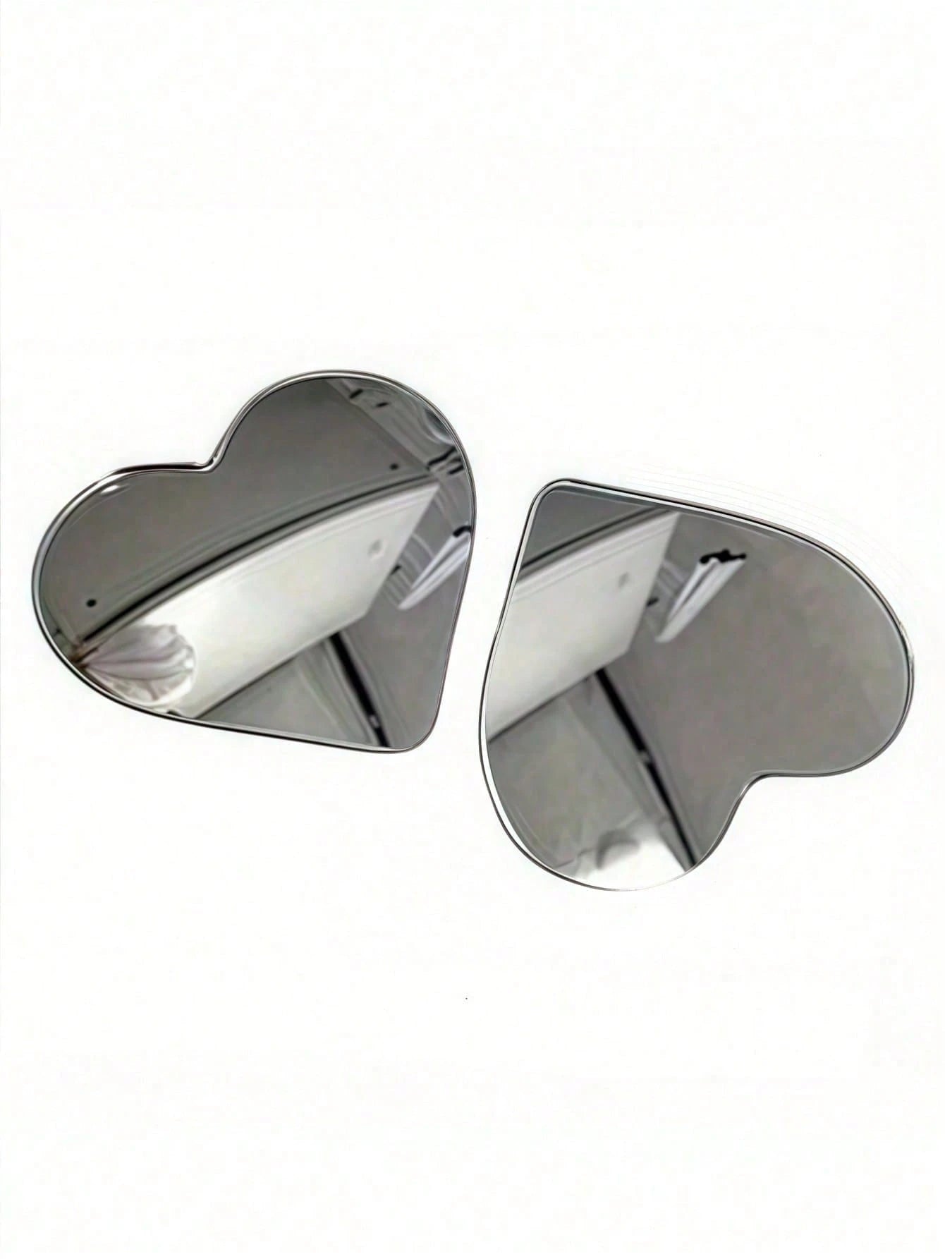 2pcs/Set Heart-Shaped Blind Spot Mirror, Car Heart-Shaped Blind Spot Mirror, Car Frameless Blind Spot Mirror, 360° Wide Angle Convex Mirror, Fan-Shaped Blind Spot Rearview Mirror, Parking Mirror