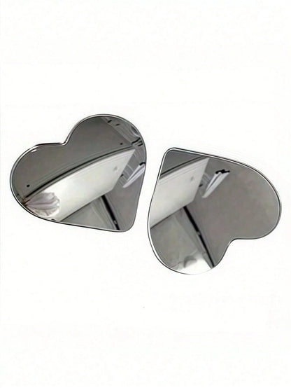 2pcs/Set Heart-Shaped Blind Spot Mirror, Car Heart-Shaped Blind Spot Mirror, Car Frameless Blind Spot Mirror, 360° Wide Angle Convex Mirror, Fan-Shaped Blind Spot Rearview Mirror, Parking Mirror
