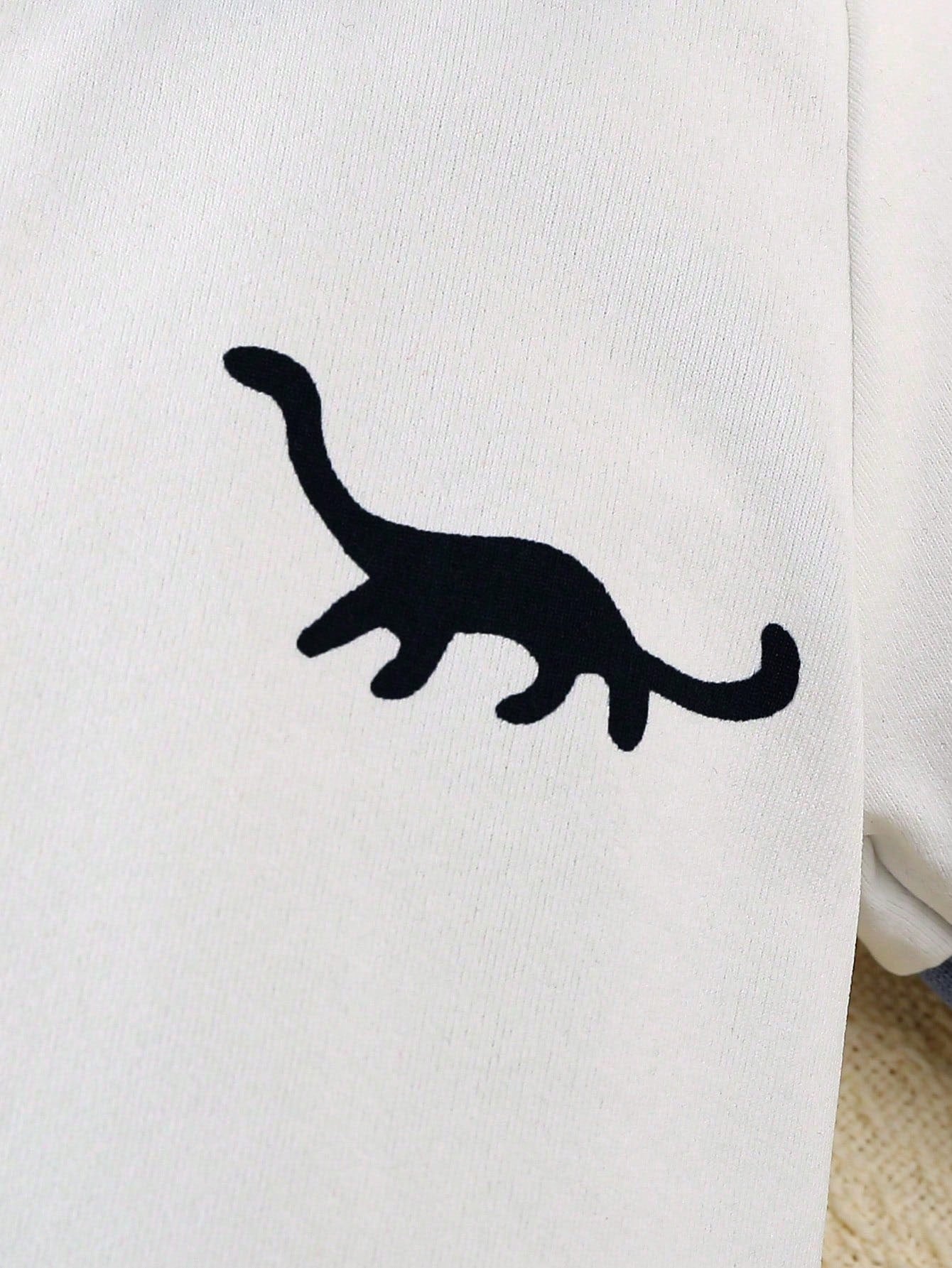 2pcs/Set Newborn Baby Boys' Dinosaur Print Polo Collar Short Sleeve Romper Outfit, Summer