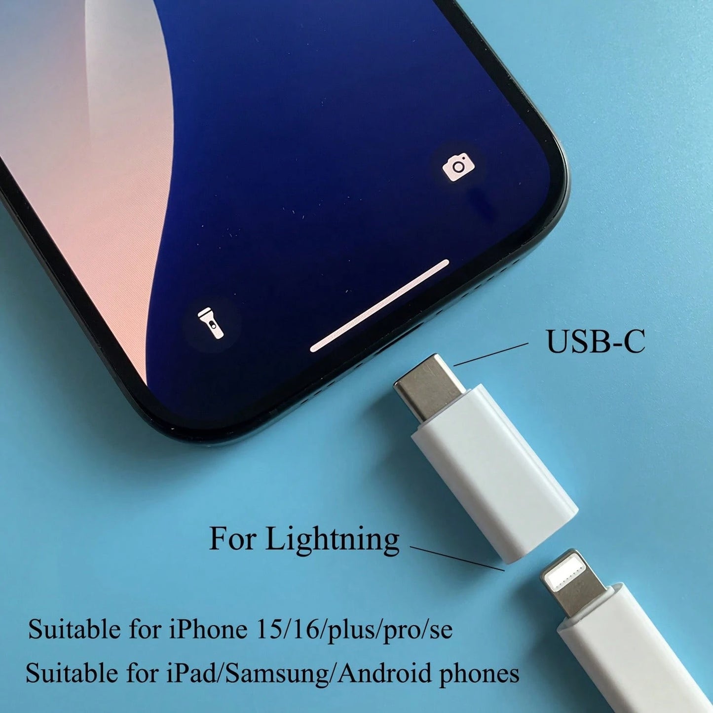 2pcs/Set, Suitable For IPhone Lightning To USB-C Adapter, USB-C Charging Port, Compatible With IPhone 17 Air/16 Pro Max/15 Charger, Apple Lightning To USB-C Adapter- 2pcs/Set, Compatible With IPhone