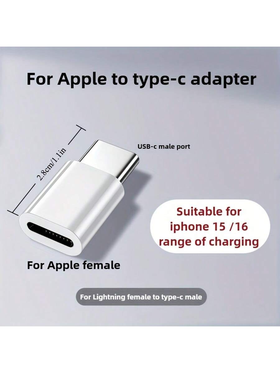 2pcs/Set, Suitable For IPhone Lightning To USB-C Adapter, USB-C Charging Port, Compatible With IPhone 17 Air/16 Pro Max/15 Charger, Apple Lightning To USB-C Adapter- 2pcs/Set, Compatible With IPhone