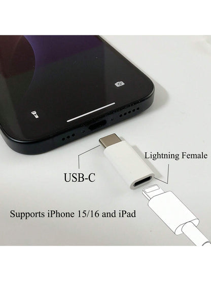 2pcs/Set, Suitable For IPhone Lightning To USB-C Adapter, USB-C Charging Port, Compatible With IPhone 17 Air/16 Pro Max/15 Charger, Apple Lightning To USB-C Adapter- 2pcs/Set, Compatible With IPhone