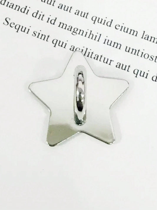 2pcs Silver Star Shaped Phone Lanyard Decoration Hooks, Convenient To Carry, Adhesive Back To Prevent Falling Off, Fashionable And Elegant.