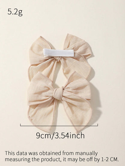 2pcs Solid Color Bow Ribbon Covered Baby Hair Clips For Bangs And Kids Hair Accessories Love Valentine