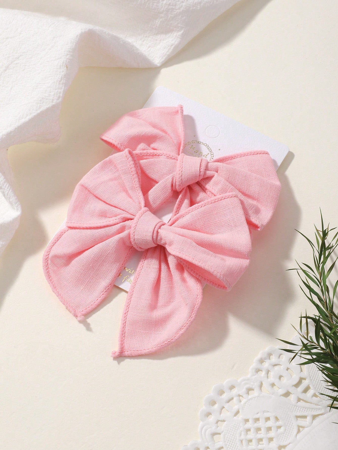 2pcs Solid Color Bow Ribbon Covered Baby Hair Clips For Bangs And Kids Hair Accessories Love Valentine