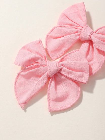 2pcs Solid Color Bow Ribbon Covered Baby Hair Clips For Bangs And Kids Hair Accessories Love Valentine