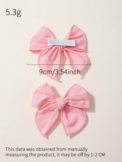 2pcs Solid Color Bow Ribbon Covered Baby Hair Clips For Bangs And Kids Hair Accessories Love Valentine