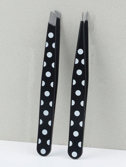 2pcs Stainless Steel Eyebrow Tweezers, Slanted Tip, Women's Makeup Tools, Multi-Function Eyebrow Tweezers, Painted Eyelash Extension Slanted Tip, Professional Facial Hair Removal Eye Care