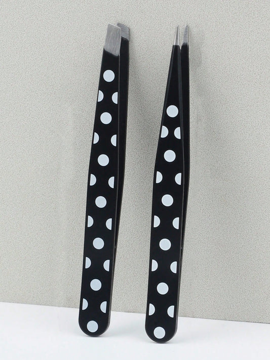 2pcs Stainless Steel Eyebrow Tweezers, Slanted Tip, Women's Makeup Tools, Multi-Function Eyebrow Tweezers, Painted Eyelash Extension Slanted Tip, Professional Facial Hair Removal Eye Care