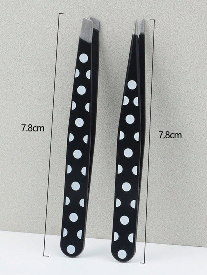 2pcs Stainless Steel Eyebrow Tweezers, Slanted Tip, Women's Makeup Tools, Multi-Function Eyebrow Tweezers, Painted Eyelash Extension Slanted Tip, Professional Facial Hair Removal Eye Care