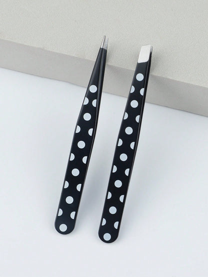 2pcs Stainless Steel Eyebrow Tweezers, Slanted Tip, Women's Makeup Tools, Multi-Function Eyebrow Tweezers, Painted Eyelash Extension Slanted Tip, Professional Facial Hair Removal Eye Care