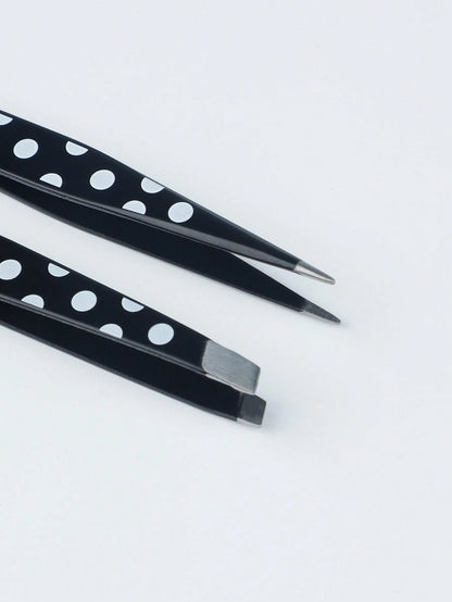 2pcs Stainless Steel Eyebrow Tweezers, Slanted Tip, Women's Makeup Tools, Multi-Function Eyebrow Tweezers, Painted Eyelash Extension Slanted Tip, Professional Facial Hair Removal Eye Care
