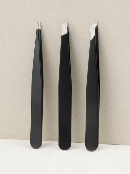 2pcs Stainless Steel Eyebrow Tweezers, Slanted Tip, Women's Makeup Tools, Multi-Function Eyebrow Tweezers, Painted Eyelash Extension Slanted Tip, Professional Facial Hair Removal Eye Care