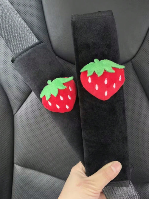 2pcs Strawberry Car Seat Belt Shoulder Pads, Seat Belt Covers, Cute Girl Car Interior Accessories