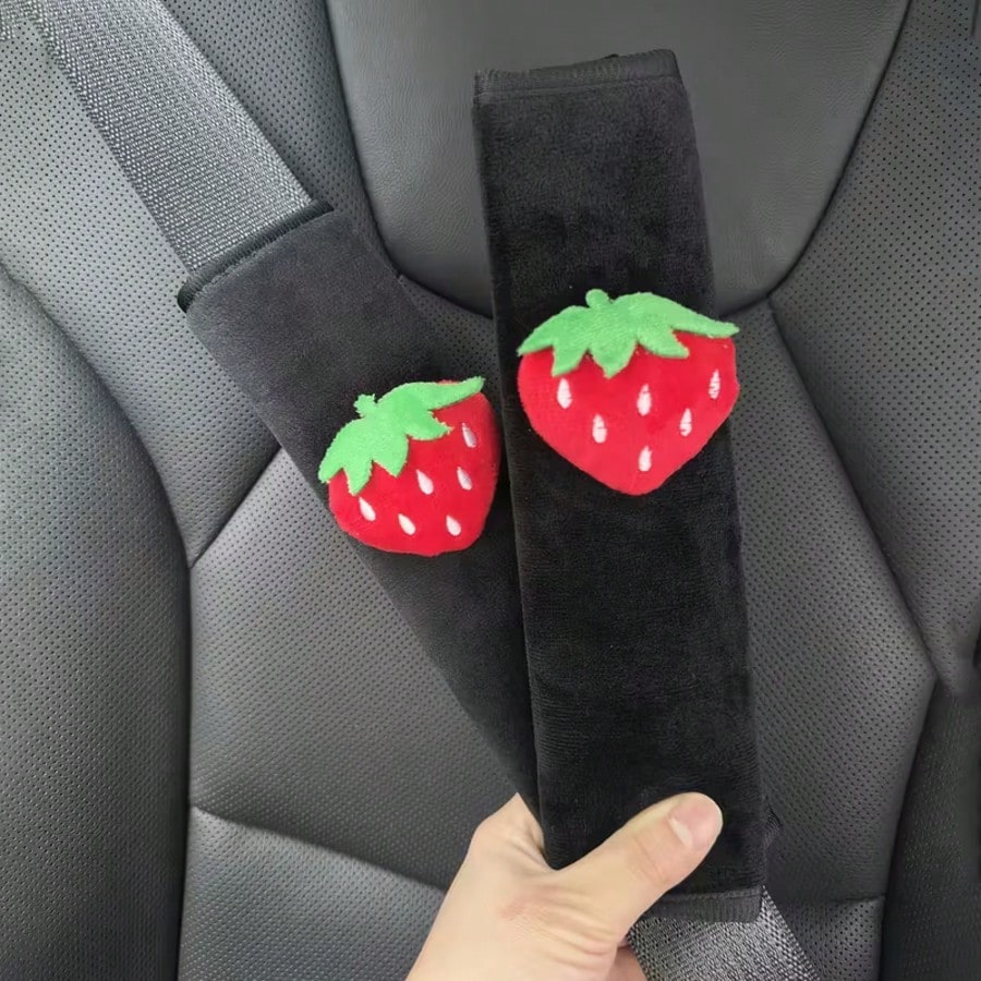 2pcs Strawberry Car Seat Belt Shoulder Pads, Seat Belt Covers, Cute Girl Car Interior Accessories