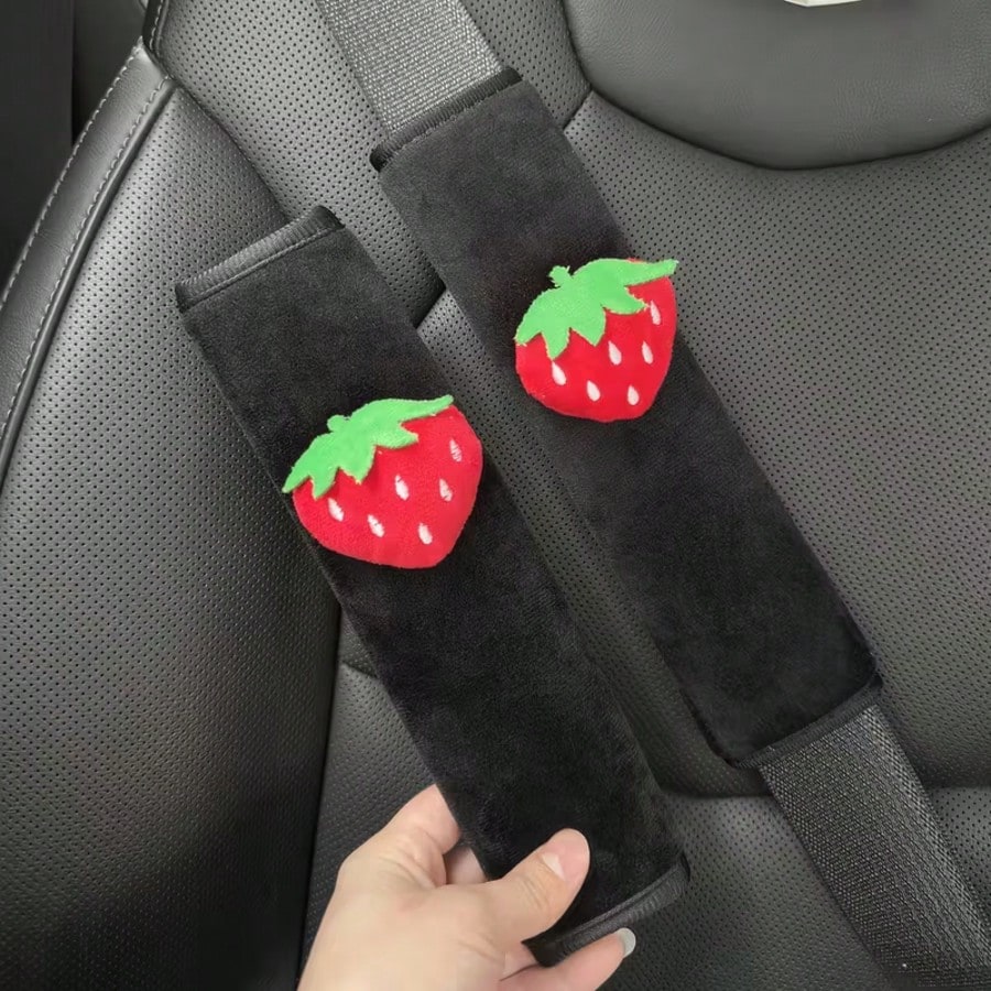 2pcs Strawberry Car Seat Belt Shoulder Pads, Seat Belt Covers, Cute Girl Car Interior Accessories